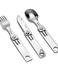 All In One Camping Utensils Set With Case Featuring Knife Spoon And Fork That Fold Magnetic For Easy Detachment And Storage