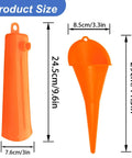 Motorcycle Oil Change Kit With Oil Filter Wrench And Reusable ABS Primary Case Oil Funnel Set dimensions in orange.