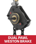 JET 1/4-ton mini-puller lever hoist with 10 ft lift, black housing and brass gear