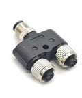 M12 Y Type Connector 4 Pin 1 Male To 2 Female A Code Unshielded Industrial Circular Sensor IP67 Waterproof Field Assembly Wireable Plug