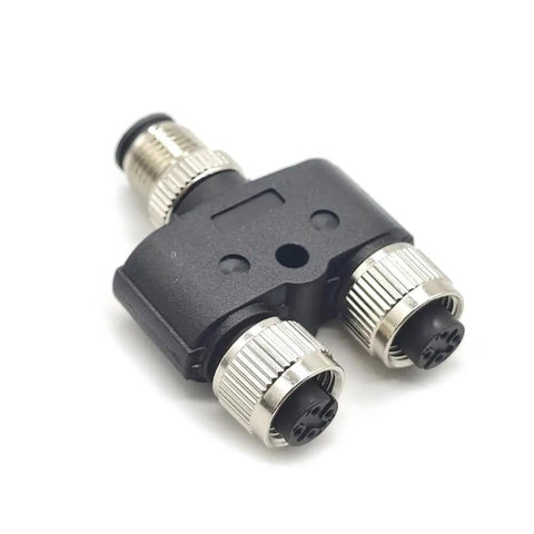 M12 Y Type Connector 4 Pin 1 Male To 2 Female A Code Unshielded Industrial Circular Sensor IP67 Waterproof Field Assembly Wireable Plug