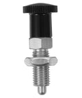 Heavy Duty Stainless Steel Indexing Plunger Pin Packs A Quick Reset Spring Knob with black knob for precise positioning.