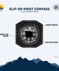Slip On Wrist Compass For Survival Gear And Outdoor Adventurers, Easy Read Back Up Nav Tool For Watch Band Or Paracord Bracelet