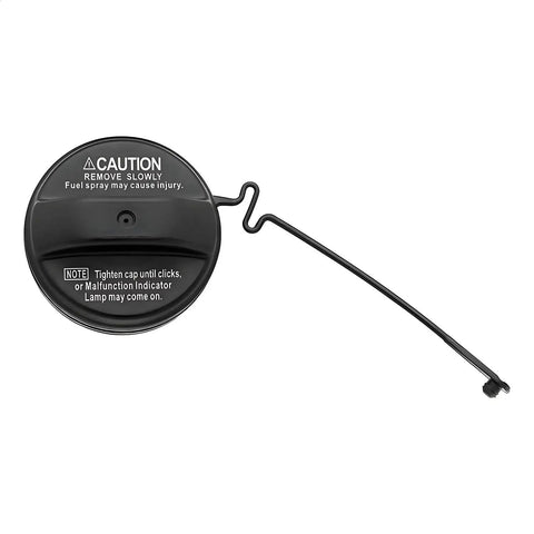 Gas Tank Filler Cap Replacement For Toyota Vehicles Compatible With 4Runner Avalon Camry Corolla Highlander Matrix Sequoia Sienna Solara Tacoma Tundra GX470 ES330 ES300 77300-33070 7730033070 showing caution label and tether
