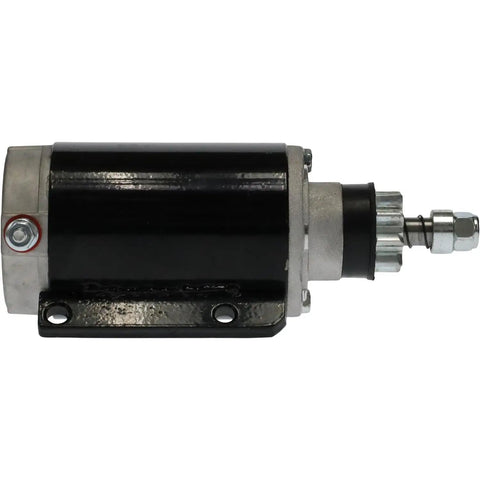 Side view of black cylindrical Starter For Evinrude Johnson OMC Outboard 40 75HP Replacement Part No Fuss Install Fit For 383691