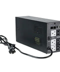 Back view of 600VA/360W UPS Battery Backup And Surge Protector For Computers Routers NAS And Home Theaters with six power outlets.