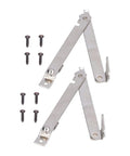 Stainless Steel Lid Support Hinges 2 Pack Folding Lift Up Stay for Wooden Boxes Cabinets with screws visible