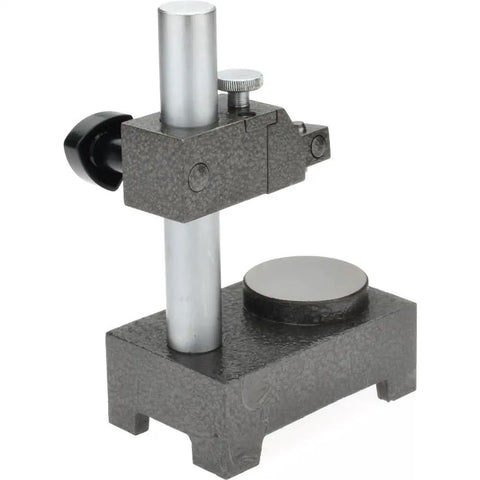 Dial Gauge Comparator Stand With Cast Iron Base And Eight Inch Column Round Anvil Fine Adjustment 180 Degree Travel With Lock Fits Lug Back Three Eighth Inch And Eight Millimeter Shank Indicators Pro Grade Shop Floor Tool, cast iron stand