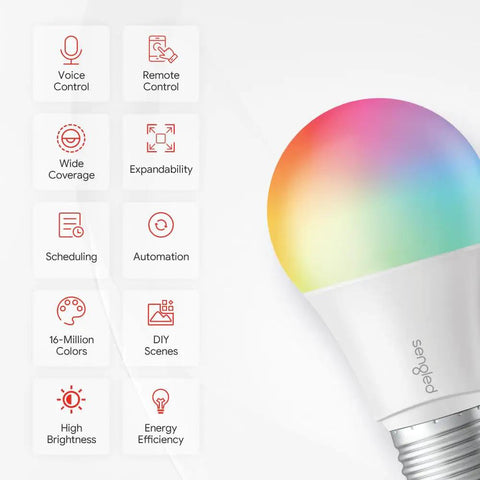 Smart Color Changing Light Bulbs Starter Kit With Hub For Alexa And Google Home Dope Vibe A19 E26 features and bulb image