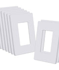 No Fuss Screwless 1 Gang Wall Plate Receptacle Cover Set 8 Pack Hidden Screws Glossy White Finish Standard 2.91 By 4.68 Inches UL Listed Modern Look That Fits Switches Dimmers Outlets And USB