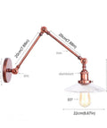 Top Tier Adjustable Swing Arm Wall Sconce With Hand Blown Glass Shade And Hella Bright Up Down Ambient Glow E27 Bulb Suits Bedroom Bedside And Study Reading In Cool Green Bronze, showing dimensions and details.