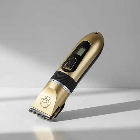 Hassle-Free Rechargeable Electric Hair Clippers For Dogs And Cats, gold cordless pet clipper with adjustable blade.