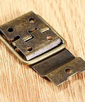 Antique Bronze Iron Hinges 20 Pack 38 By 21mm Ring Style Even Hinges for Doors Cabinets shown on wood surface