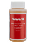 Bottle of 5.1 DOT Hydraulic Brake Fluid For Avid Systems, 4oz, labeled with SRAM branding and product details.