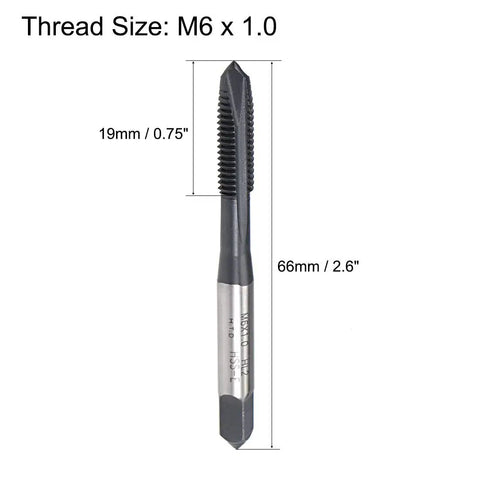 Spiral Point Threading Tap M6 X 1.0 With H2 Tolerance TICN Coated High Speed Steel shown with dimensions