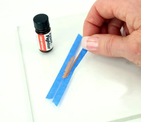 Applying Rear Window Defroster Grid Repair Kit DIY Easy No Fuss Fix For Failing Defogger Lines Color Matched To Most Grids With Nearly Invisible Finish on damaged grid.