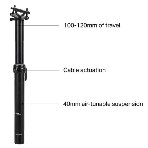 Coast Suspension Dropper Post With Air Suspension For Gravel And MTB External Routing 100mm Travel 27.2mm Diameter