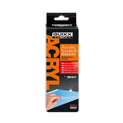 Front view of Acrylic Scratch Remover for Clear Plastic and Plexiglas on Cars Motorcycles Caravans and Boats packaging
