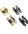 Beefy Invisible Door Hinges 3D Adjustable Concealed Butt Hinge Zinc Alloy shiny gold black chrome finish