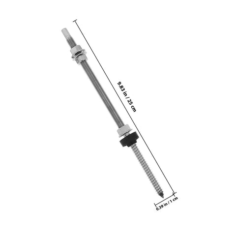Supercharged Stainless Steel Solar Panel Hanger Bolts For Roof Mounting Adjustable Photovoltaic Hardware Kits With Built Tough Construction And No Sweat Adjustment, 9.83 inch length.