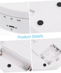 Close-up of controls and battery compartment on the White Electric Rotating Display Stand For Jewelry Watches And Cosmetics Automatic Turntable Showcase With Stable Structure Energy Saving Design Perfect Gift Idea.