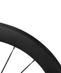 Close-up of Carbon Wheelset 60mm Depth 25mm Width 700c Clincher Road Wheels With Toray T700 Carbon Fiber 3K Matte Finish