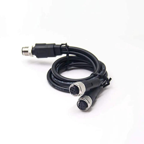 M12 Connector Cable with M12 Male to Dual Female Ends A-Coded 5-Pin Straight Cable 0.5 Meter for Sensor Automation