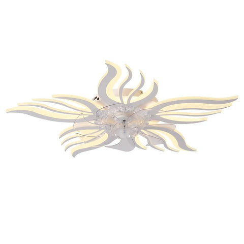 Bladeless Ceiling Fan With Remote And Lights, 27 Inch Modern Flower Shade Ceiling Fan, 6 Speeds, 3 Color Switching, Low Profile Bedroom Fan