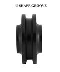 Side view of Heavy Duty Sliding Barn Door Wheel Set for Cabinets and Windows, Quiet Smooth Roller Pulleys, Durable Zinc Alloy and Nylon Wheels.