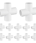 12 Pack Three Quarter Inch PVC Cross Fittings Furniture Grade Four Way UV Resistant For SCH40 Pipe Built For Easy DIY Projects