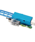 High-Flow Pneumatic Vacuum Generator Kit With Integrated Control Valve And Silencer - Compact pneumatic unit with blue casing.