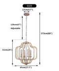 Modern Chandelier Light Fixture With Wood Beaded Boho Pendant 4 Lights Orb Design Vintage Farmhouse Ceiling Light dimensions