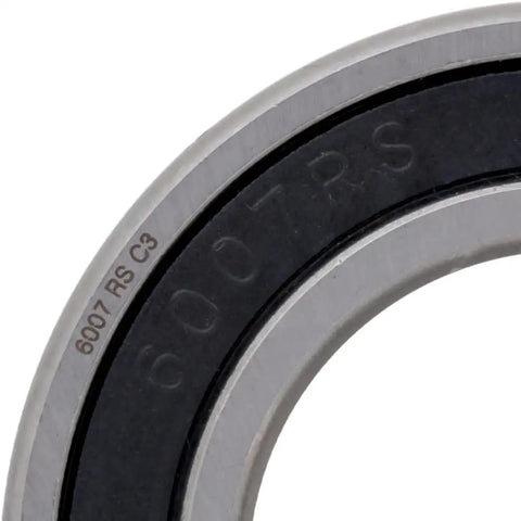 Close-up of 10 Pack Deep Groove Radial Ball Bearings 6007-2RS with Double Rubber Seals showing model number and edge detail.