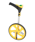 Heavy Duty Foldable Digital Measuring Wheel With Retractable Handle And Backlit Lcd Display 99999 Foot Range shown from side view.