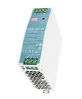 EDR-150-24 24V DIN Rail Power Supply, white metal housing with green terminals and vented side