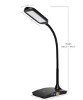 Ivy LED Desk Lamp With USB Port And 3 Way Touch Switch, Ultra Efficient Black Reading Light, 500 Lumen Task Lamp side view