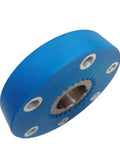 Heavy Duty Compressor Drive Pulley With Premium Sealed Bearings For Carrier X4 7500 And 6600 MT Trucks, blue plastic body.