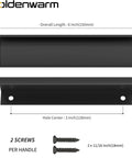 Diagram showing dimensions of 10 Pack Finger Edge Pulls For Black Cabinet Handles And Drawer Pulls With 5 Inch Hole Centers, includes screws.