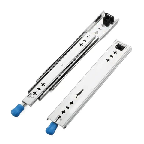 Full Extension Locking Drawer Slides Made From Cold Rolled Steel With Blue Zinc Plated Finish Smooth Rail Glide For Cabinet Drawers