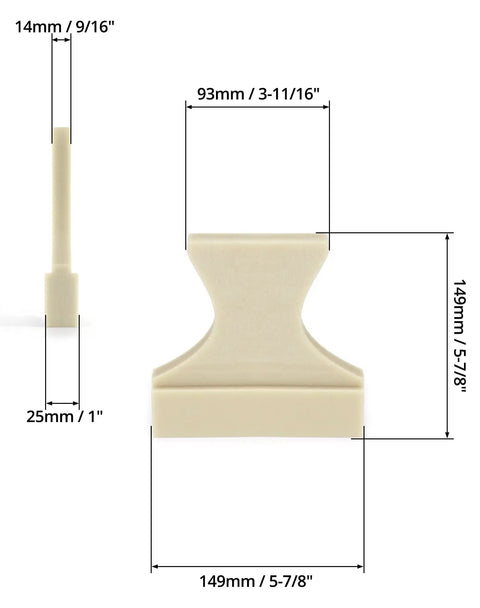 Diagram of Heavy Duty Tapping Block Set For Laminate And Hardwood Flooring Installation 2 Pack showing dimensions