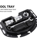 Bike Repair Stand With Magnetic Tool Tray And Four Compartment Organizer, black organizer with tool slots, no tools included