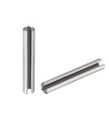 Slotted Spring Pin Set 2.5mm Diameter And 14mm Length 304 Stainless Steel Dowel Pins shown in close-up, axially slotted design.