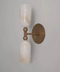 Alabaster Wall Sconce Lighting, Brass Wall Light Fixture with Natural Stone Shade, Double Cylinder Up Down Wall Lamp
