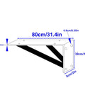 Killer Heavy Duty Shelf Brackets 80 Inch White Wall Mounted Triangle Supports dimensions diagram showing sizes and thickness.