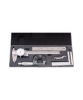 4 Piece Machinist Tool Kit For Students With 6 Inch Dial Caliper, 0 To 1 Inch Outside Micrometer, 4 Inch Bevel Square, And 6 Inch Flex Rule