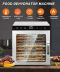 Top Shelf Home Freeze Dryer Machine For Food Dehydration Featuring Ten Roomy Stainless Steel Trays And A Kickass 1000W 360 Degree Airflow Setup For Swift Jerky Fruit Meat Preservation No Sweat with LED display and transparent door.