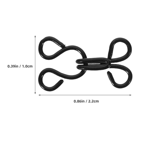 Invisible Hook And Eye Latch Sewing Kit For Easy Quick Clothing Fixes 22mm Black Fasteners 100 Pcs, 2.2cm closure shown