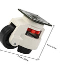 Heavy Duty Adjustable Swivel Furniture Casters With Locking Brakes Easy Quick Snap Install Smooth Nylon Rollers on a measuring template.