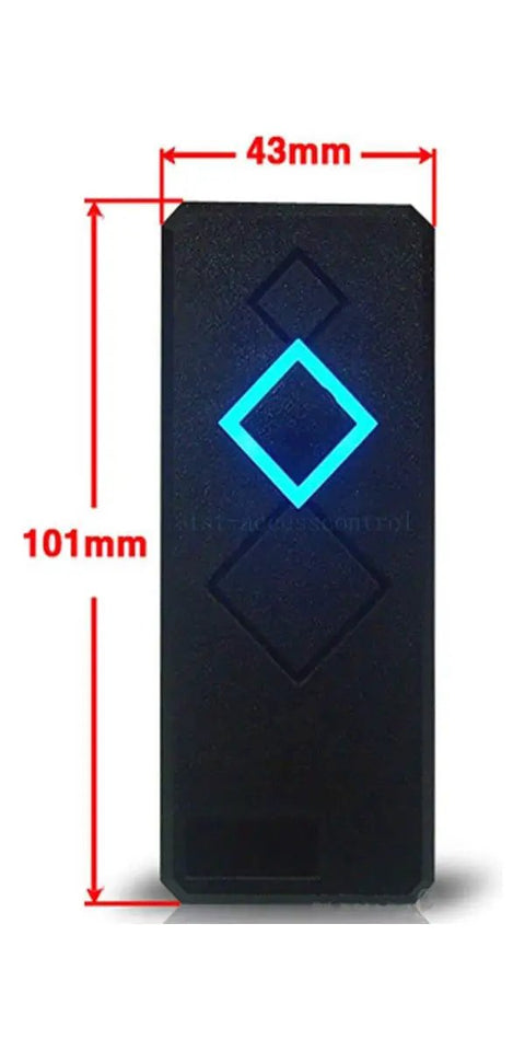 One Door Proximity RFID Access Control System With 600 Lb Magnetic Lock dimensions showing length and width