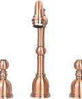 Three Hole Eight Inch Widespread Bathroom Sink Faucet With Two Handles Solid Brass Construction And Copper Finish